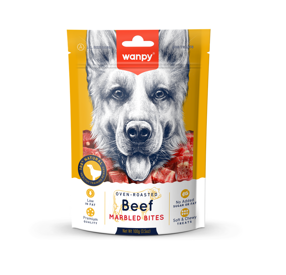 تشویقی سگ ونپی با طعم گوشت گاو 100 گرم Wanpy Marbled Bites Beef