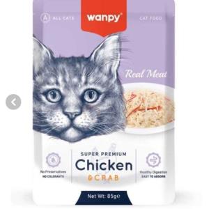 پوچ گربه ونپی با طعم مرغ و خرچنگ Wanpy Chicken & Crab وزن 85 گرم